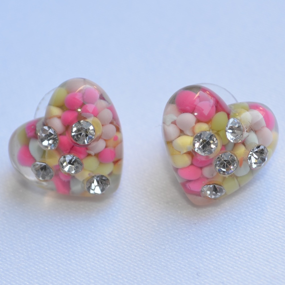 SOLD Betsey Johnson Candyland Heart Stud Earrings